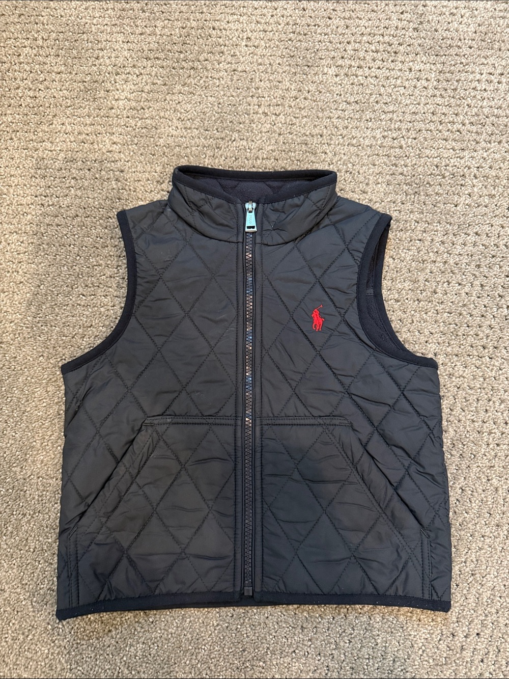 Polo by Ralph Lauren Quilted Navy Vest with Red Pony